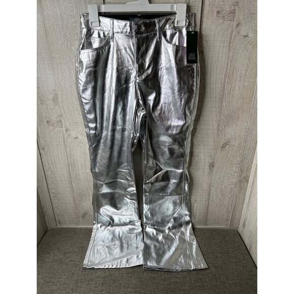 Metallic Silver Wild Fable Womens Trendy Pants Size 4 Shiny with Pockets - Picture 1 of 8